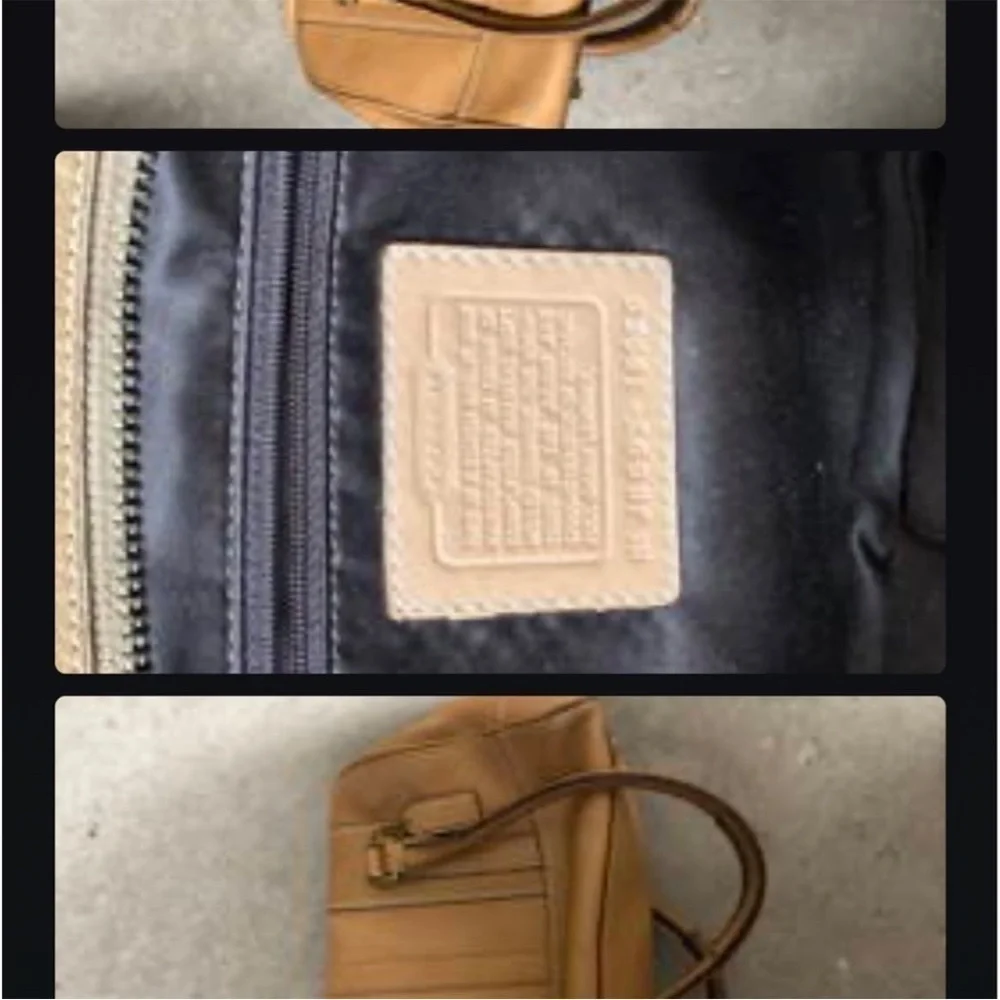 Coach leather shoulder purse in camel color